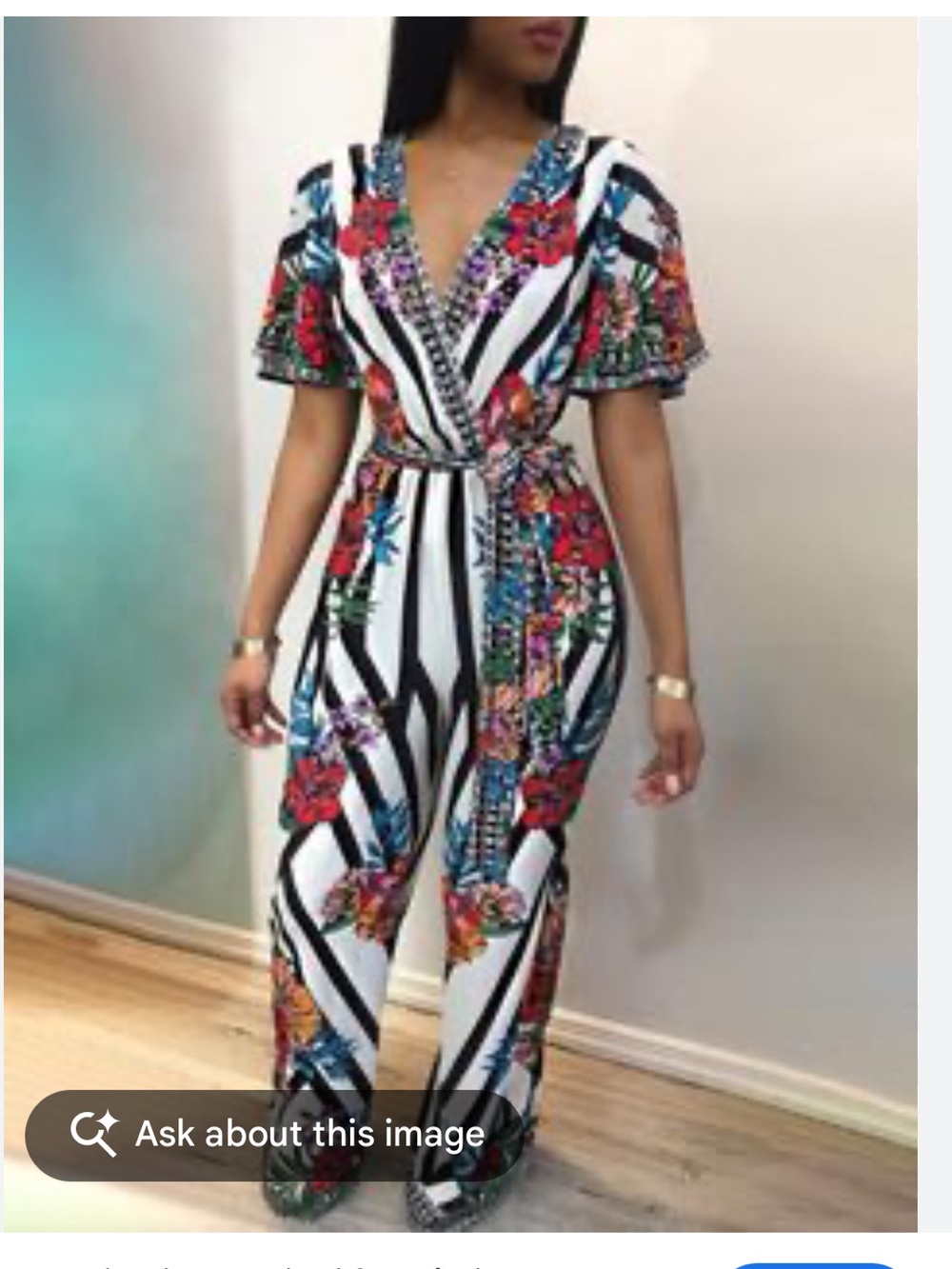 Floral striped wide leg jumpsuit! Ladies Medium. Vacation Boho vibes!
